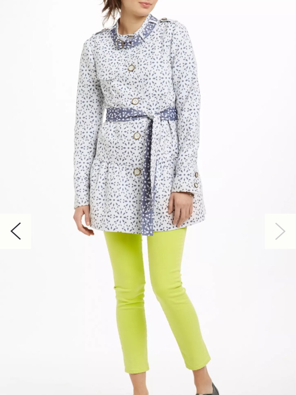 Elevenses White Floral Jean Jacket with Blue eyelet